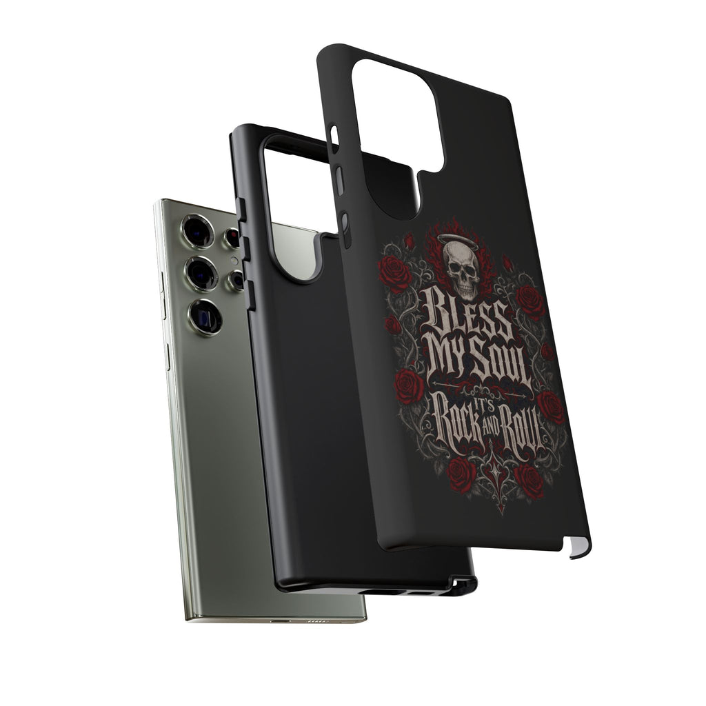 Bless My Soul Rock and Roll Phone Case — Gothic Skull & Roses Tough Case
