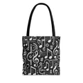 Musical Notes Pattern Tote Bag – Black & White Music Lover AOP Tote