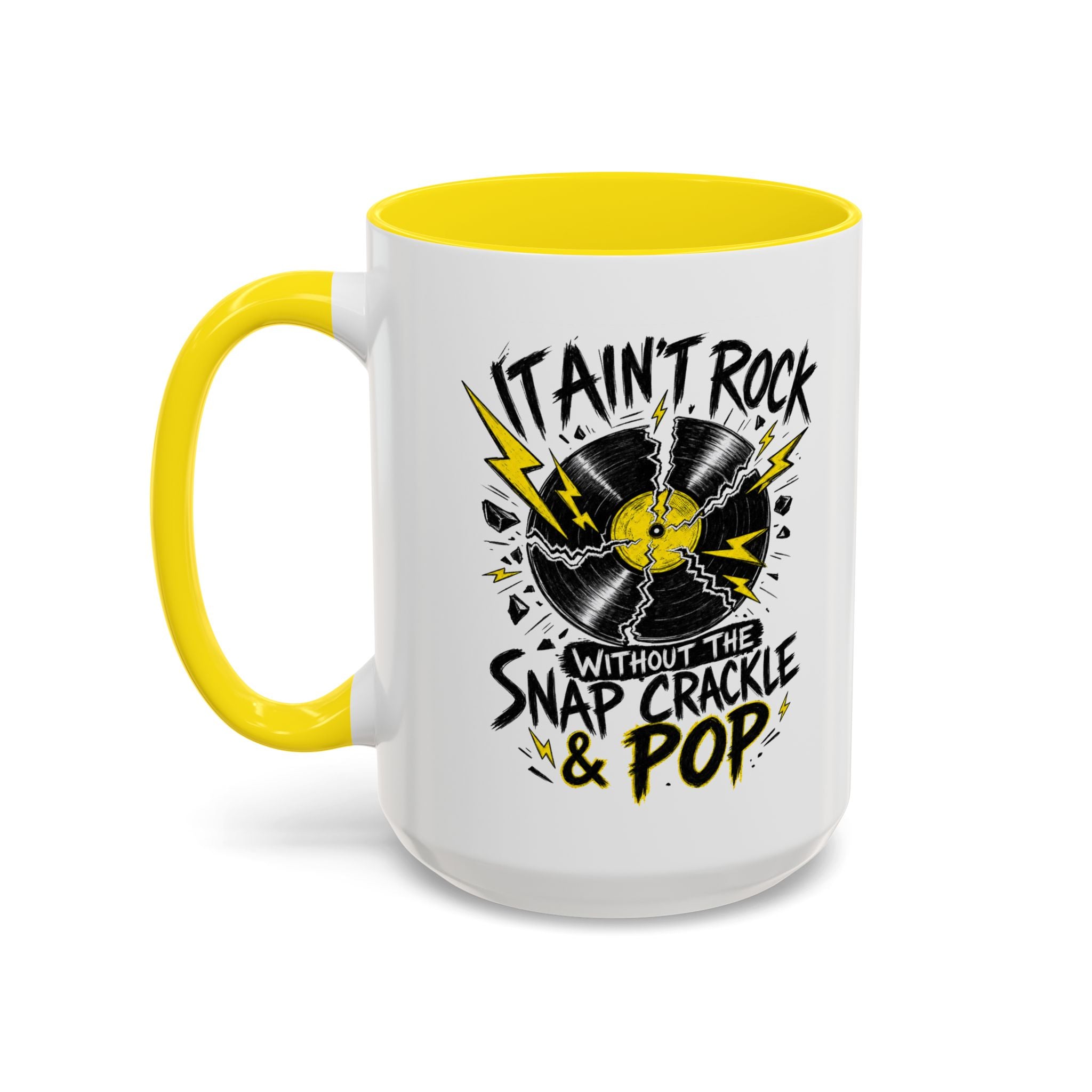 Coffee Mug — "It Ain't Rock Without the Snap Crackle & Pop" Retro Vinyl Accent Mug