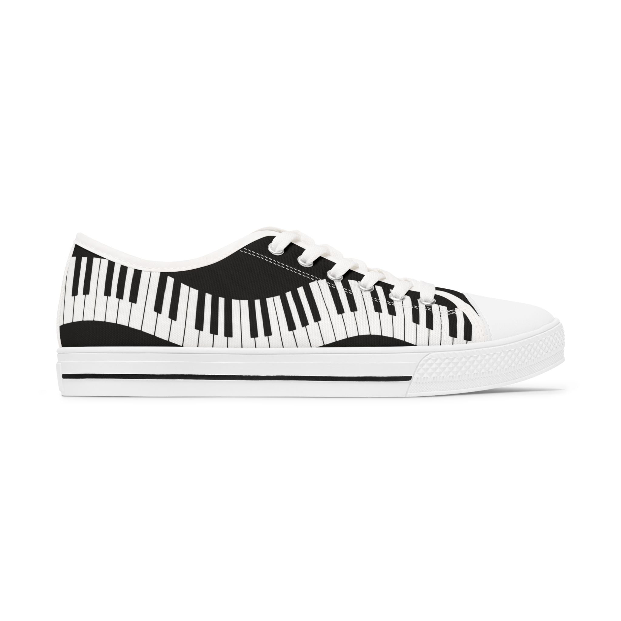 L Piano Keys Low Top Sneakers — Women's Music Lover Canvas Shoes