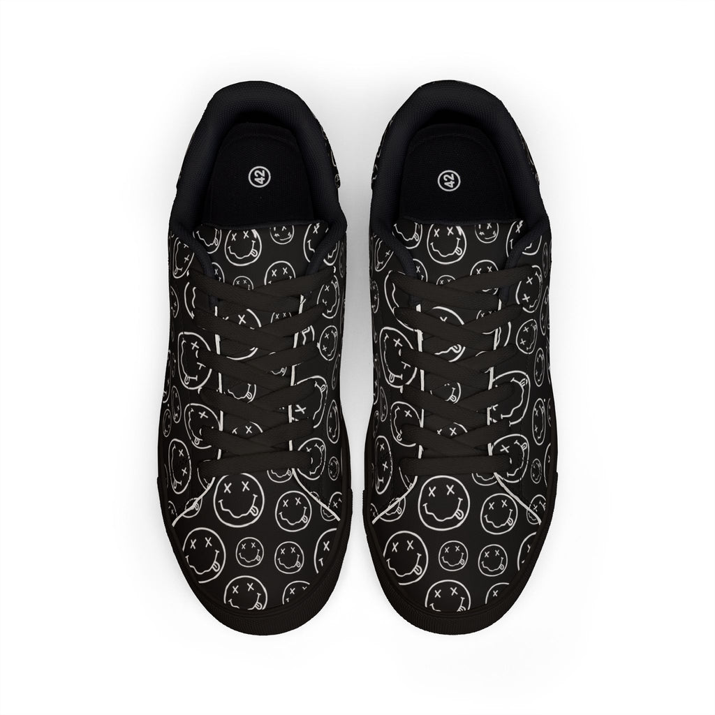 Copy of PU Leather Sneakers — Nirvana symbols Low-Top Shoes