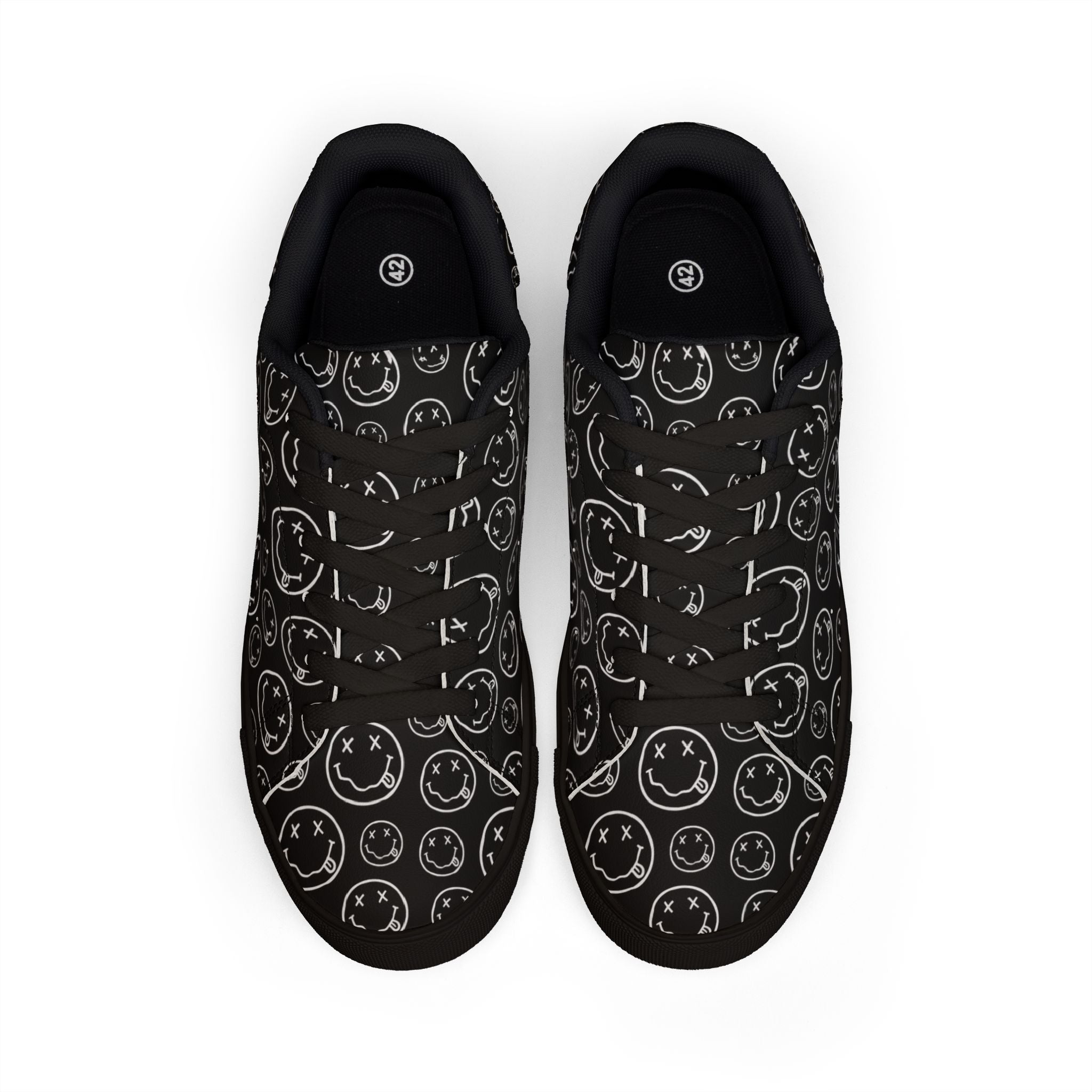 Copy of PU Leather Sneakers — Nirvana symbols Low-Top Shoes