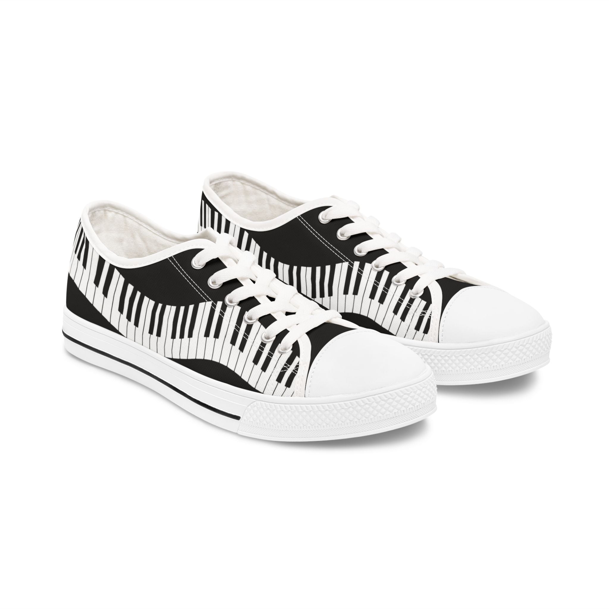 L Piano Keys Low Top Sneakers — Women's Music Lover Canvas Shoes