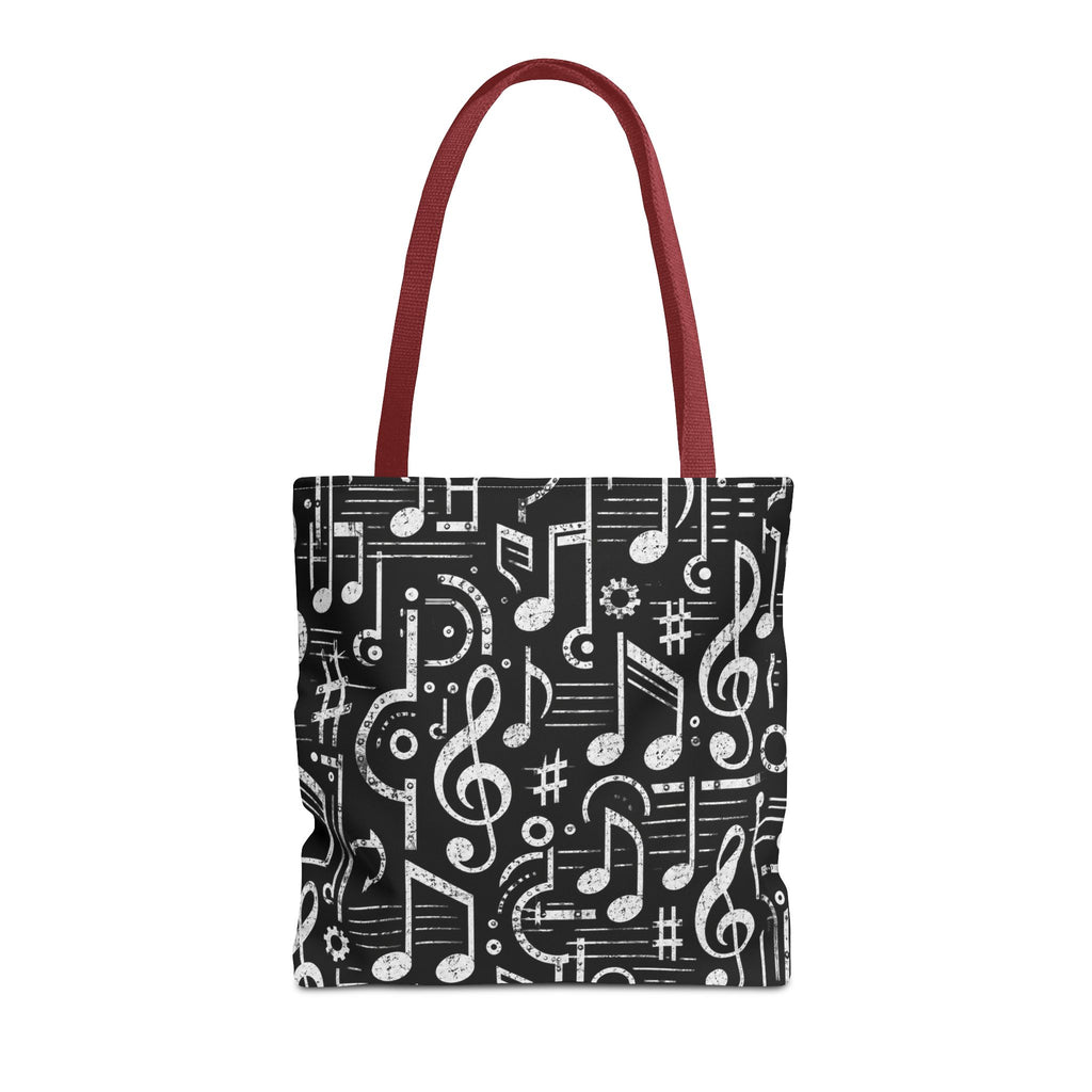Musical Notes Pattern Tote Bag – Black & White Music Lover AOP Tote
