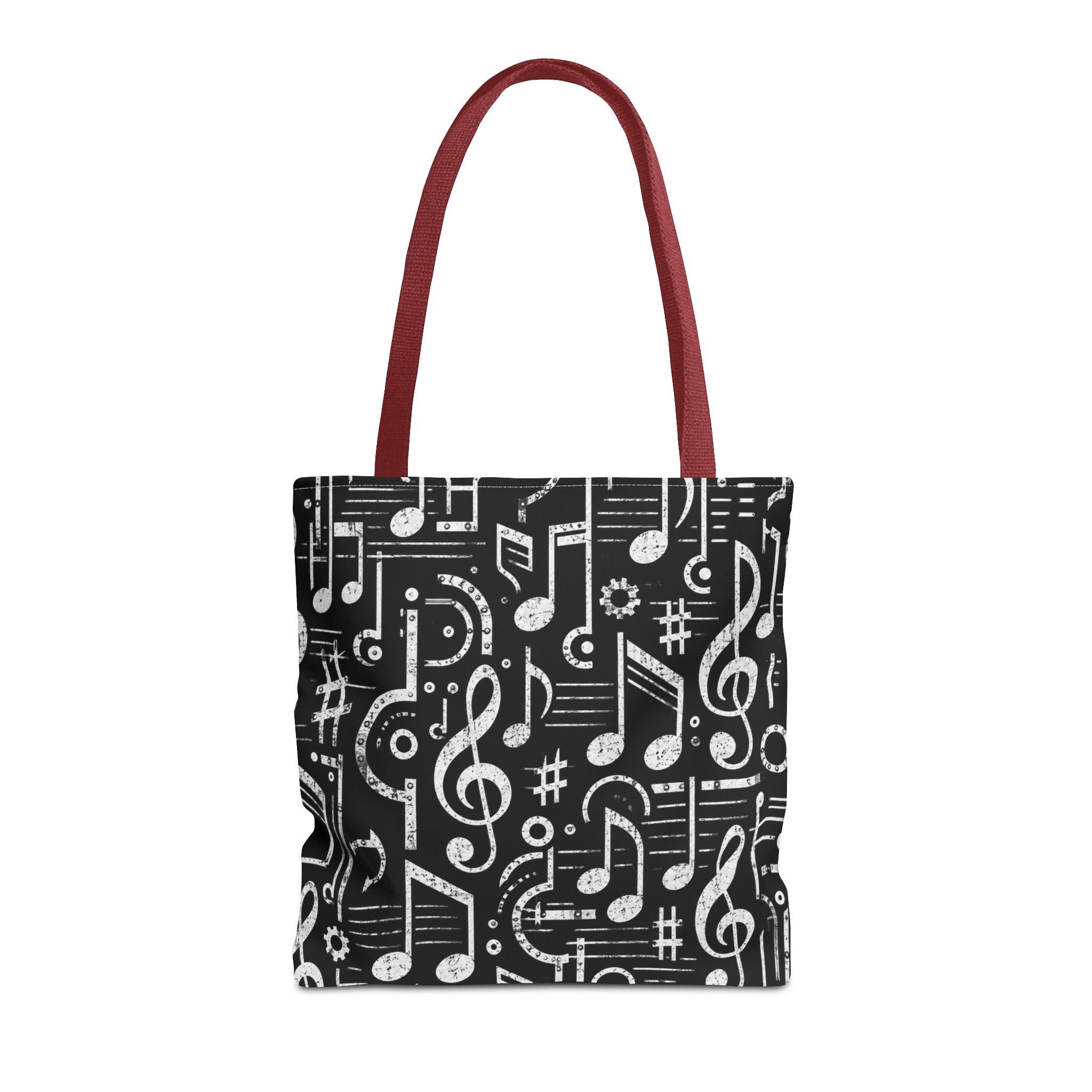 Musical Notes Pattern Tote Bag – Black & White Music Lover AOP Tote