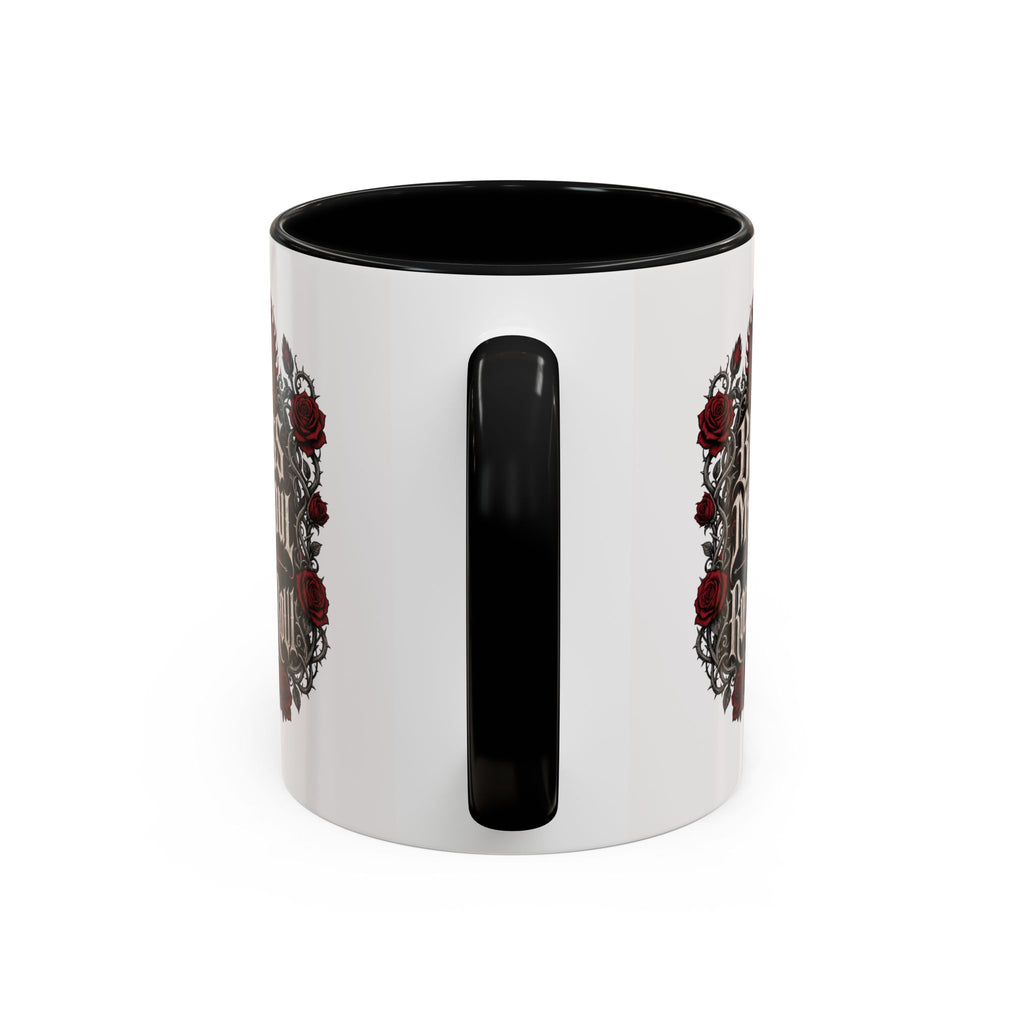 Rock & Roll Coffee Mug — "Bless My Soul" Skull & Roses Accent Mug