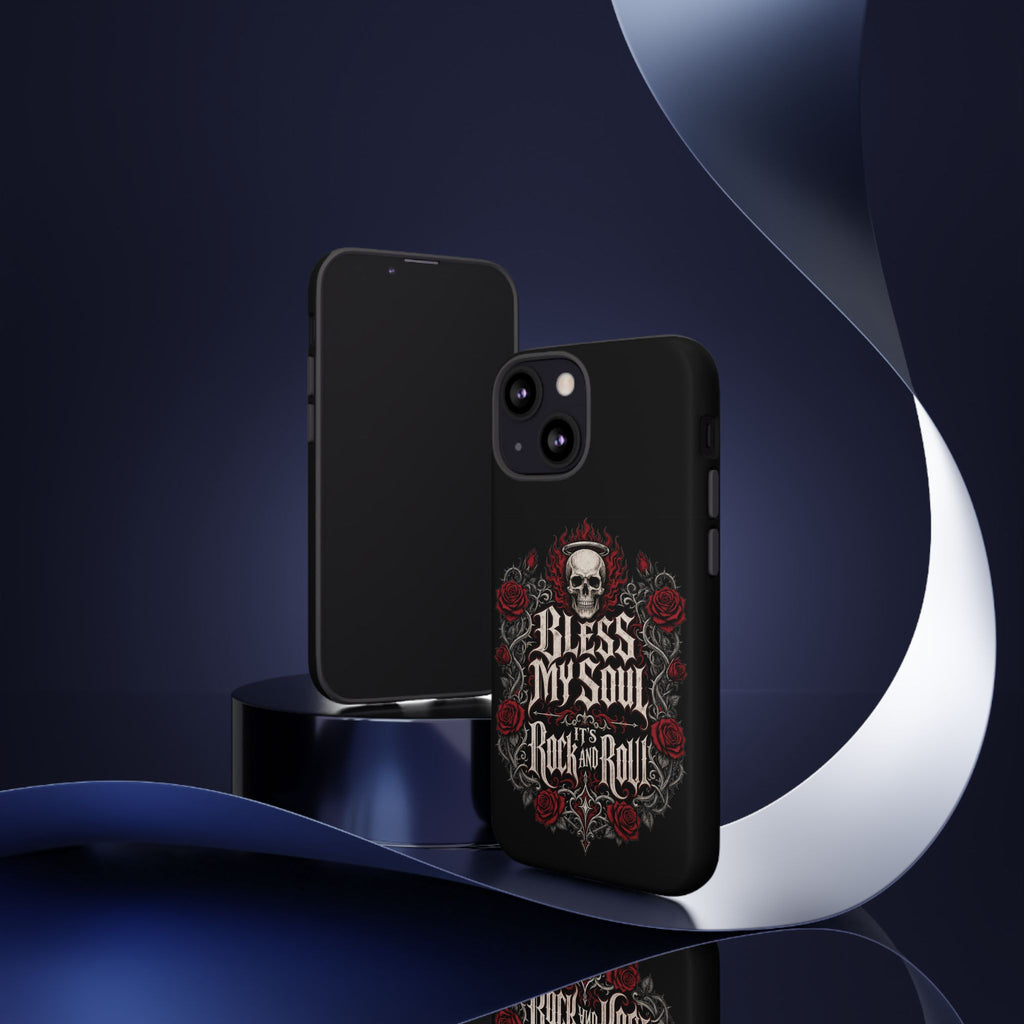 Bless My Soul Rock and Roll Phone Case — Gothic Skull & Roses Tough Case