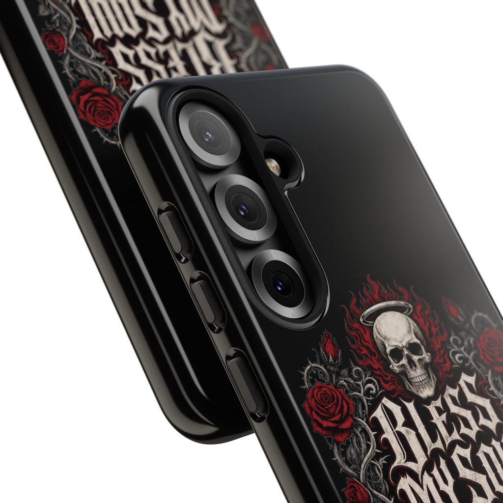 Bless My Soul Rock and Roll Phone Case — Gothic Skull & Roses Tough Case