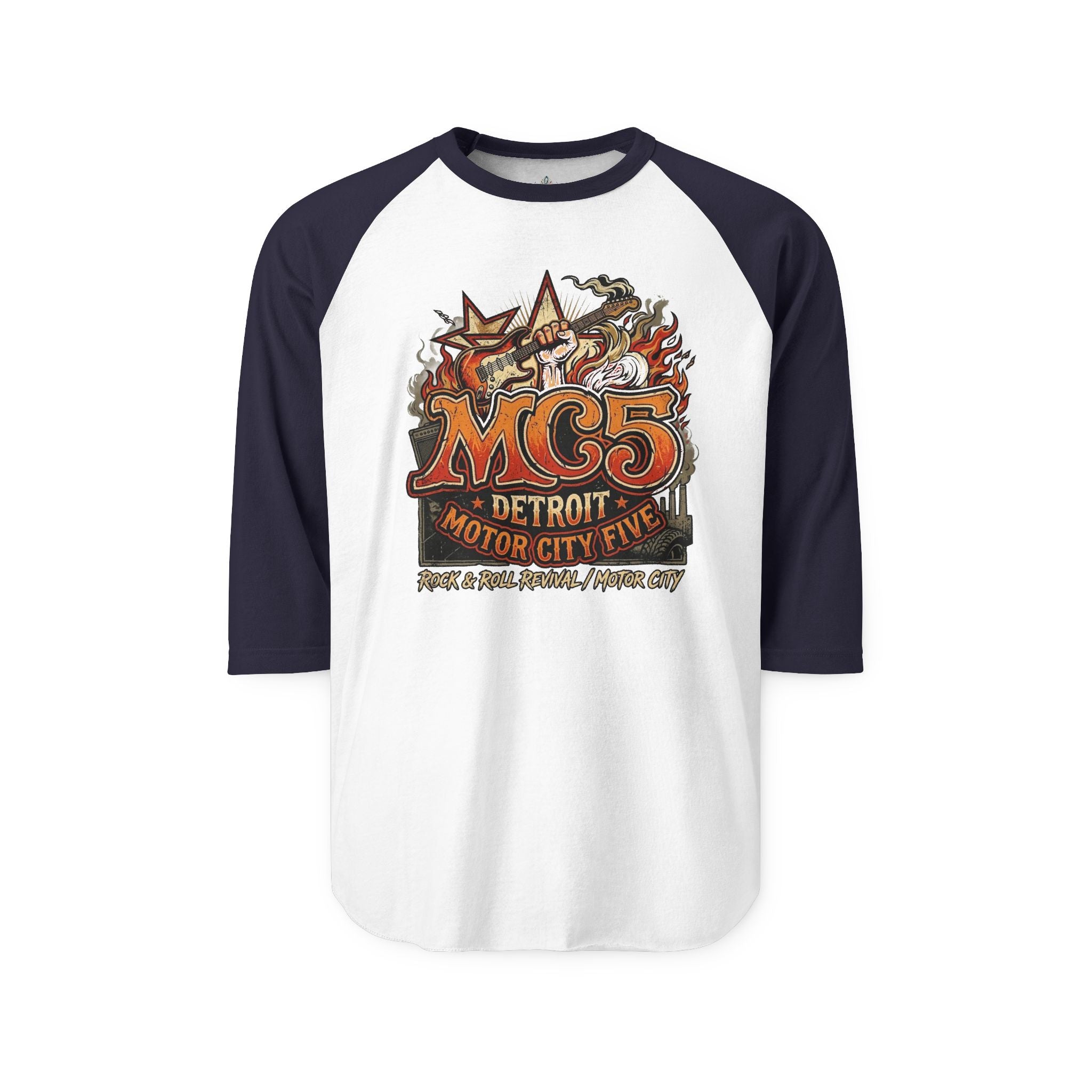 Unisex Three-Quarter Sleeve Raglan Shirt - MC5 Detroit - Rock Revolution