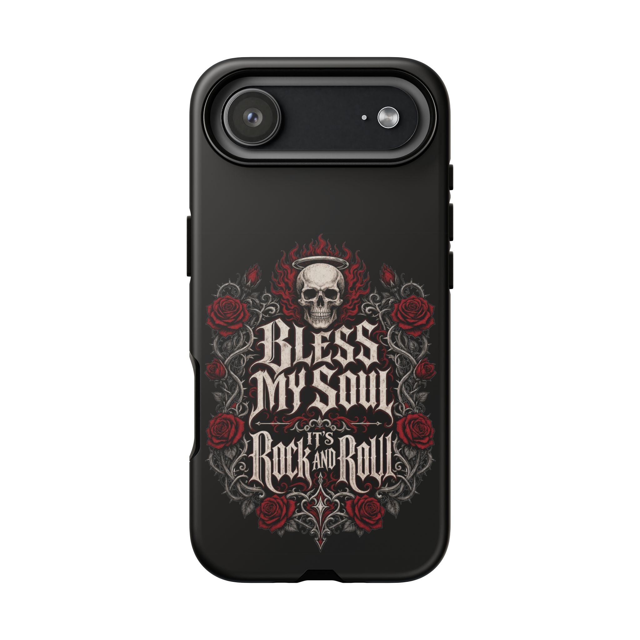 Bless My Soul Rock and Roll Phone Case — Gothic Skull & Roses Tough Case
