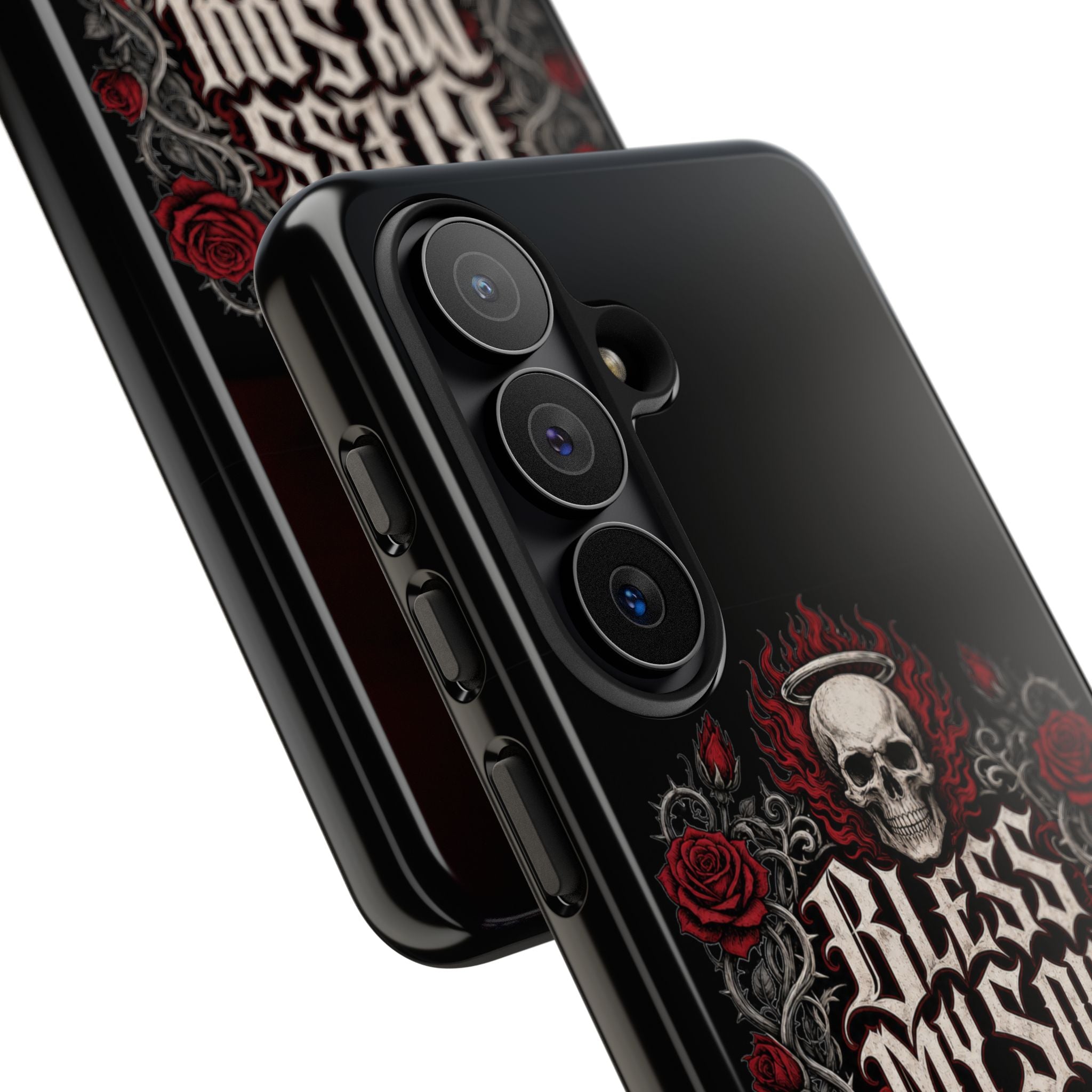 Bless My Soul Rock and Roll Phone Case — Gothic Skull & Roses Tough Case