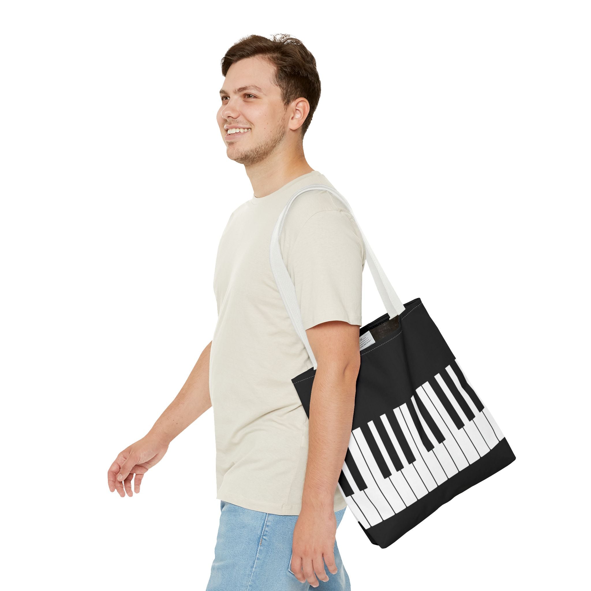 Piano Keys Tote Bag - Musician Keyboard Print Canvas Tote