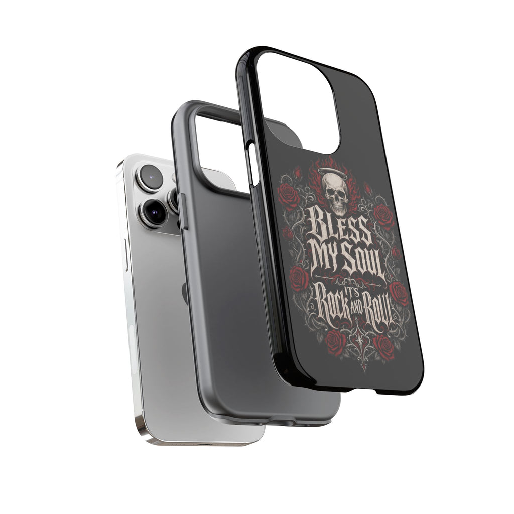 Bless My Soul Rock and Roll Phone Case — Gothic Skull & Roses Tough Case