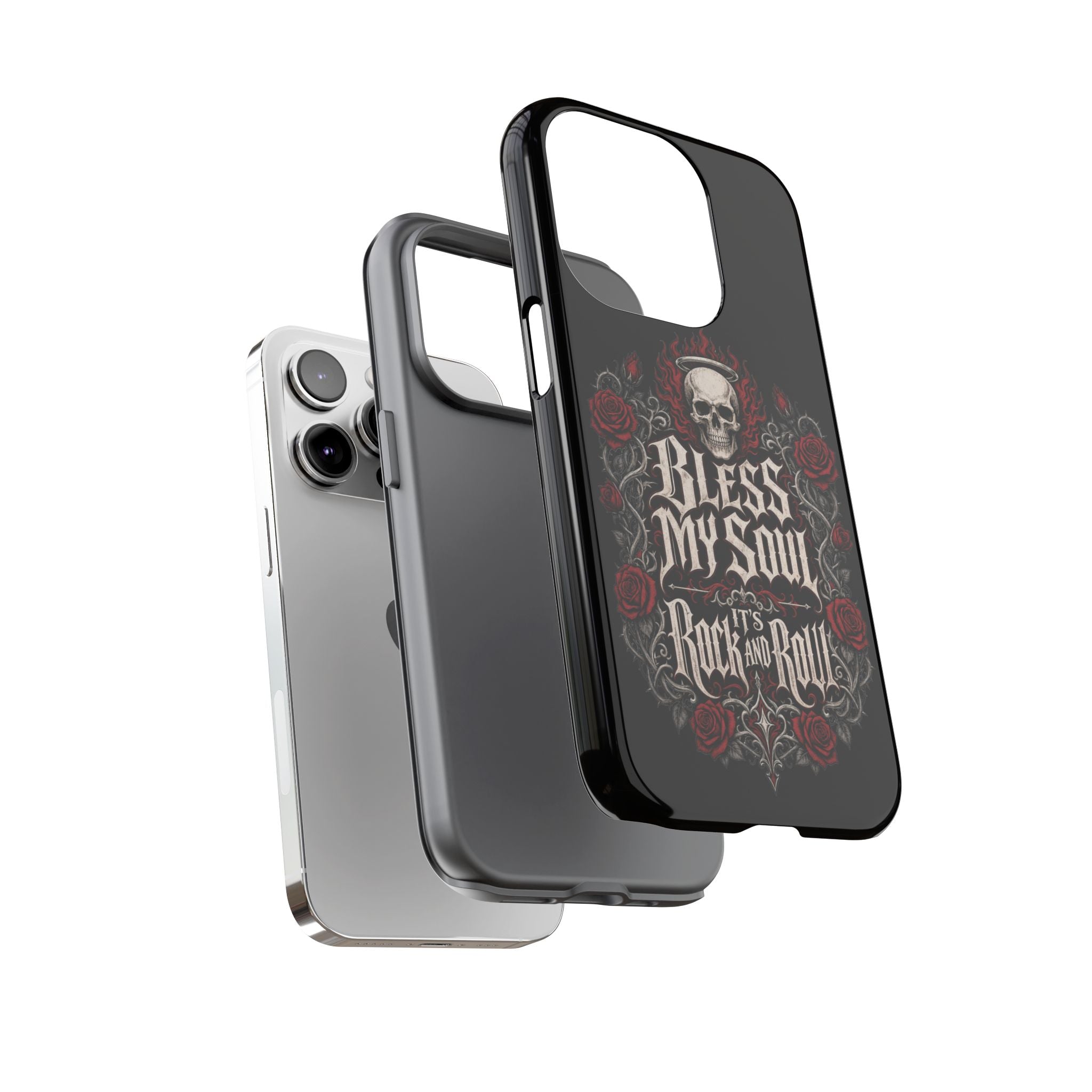 Bless My Soul Rock and Roll Phone Case — Gothic Skull & Roses Tough Case